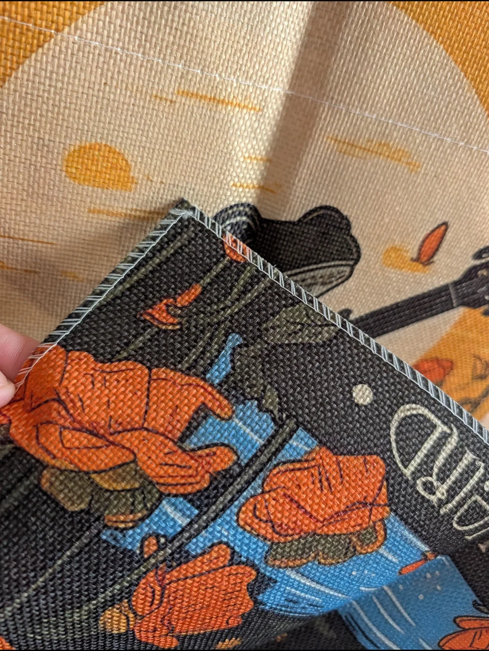 Stay Weird Frog with Guitar Wall Flag - Orange